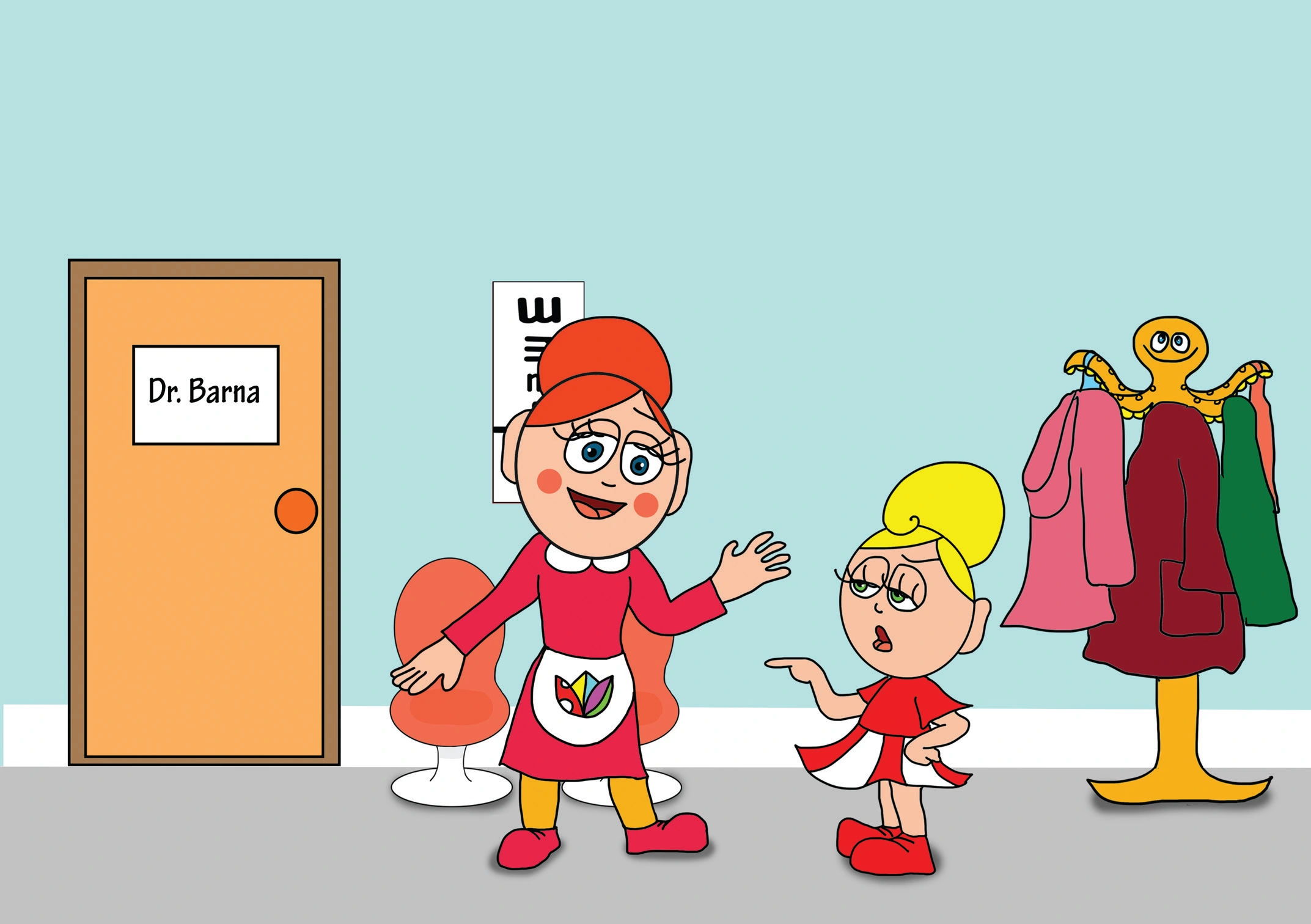 Kata és a doktor bácsi – Óvónéni meghallgatja Kata félelmét – online puzzle jelenet