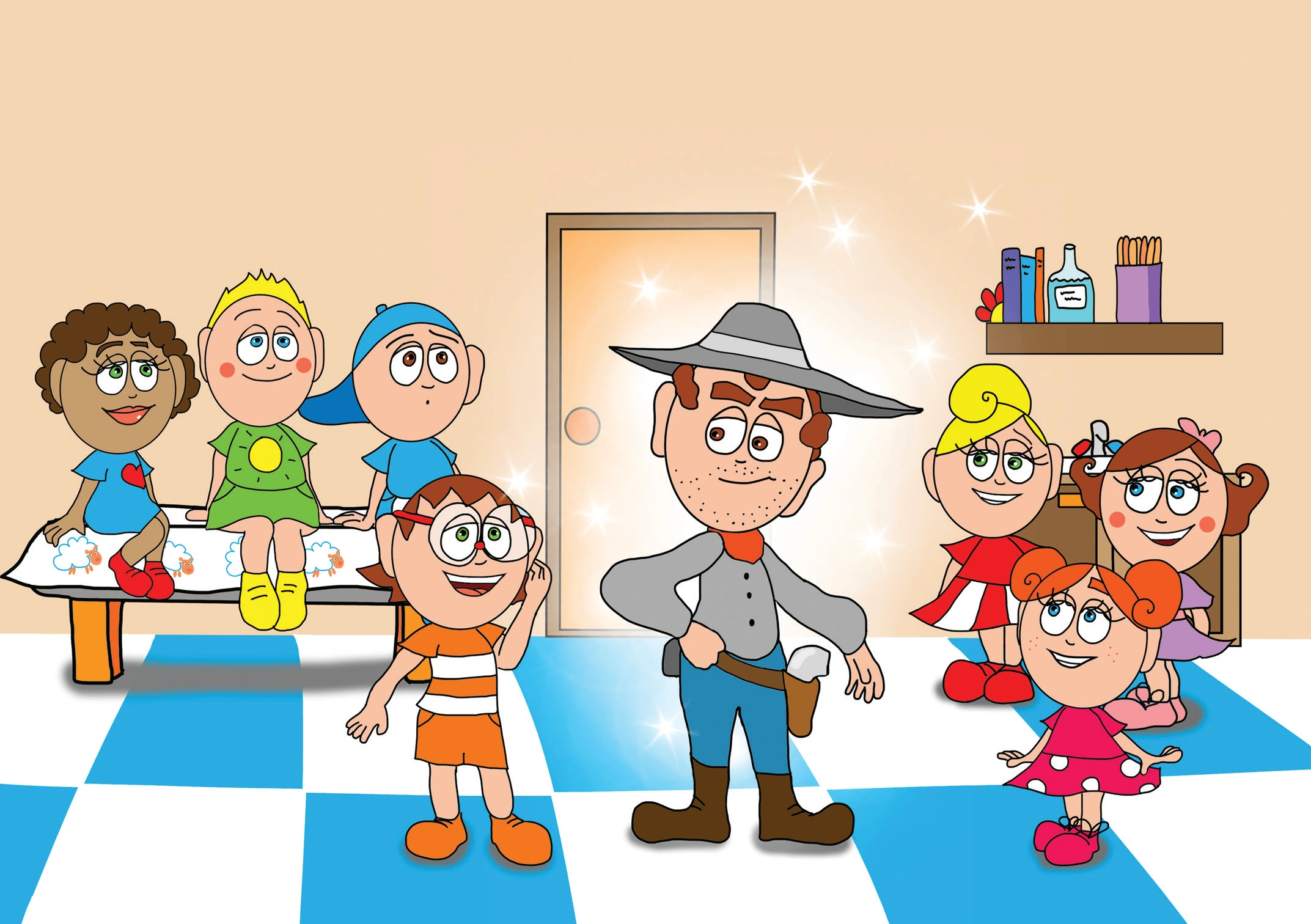 Kata és a doktor bácsi – Ádám cowboynak látja a doktort – online puzzle jelenet