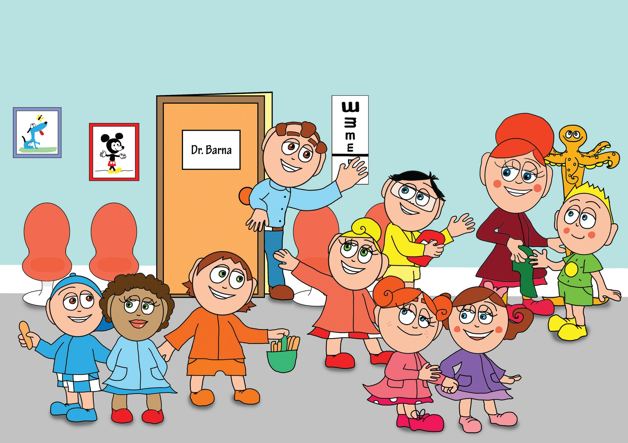 Kata és a doktor bácsi – Spatulákat kapnak ajándékba – online puzzle jelenet