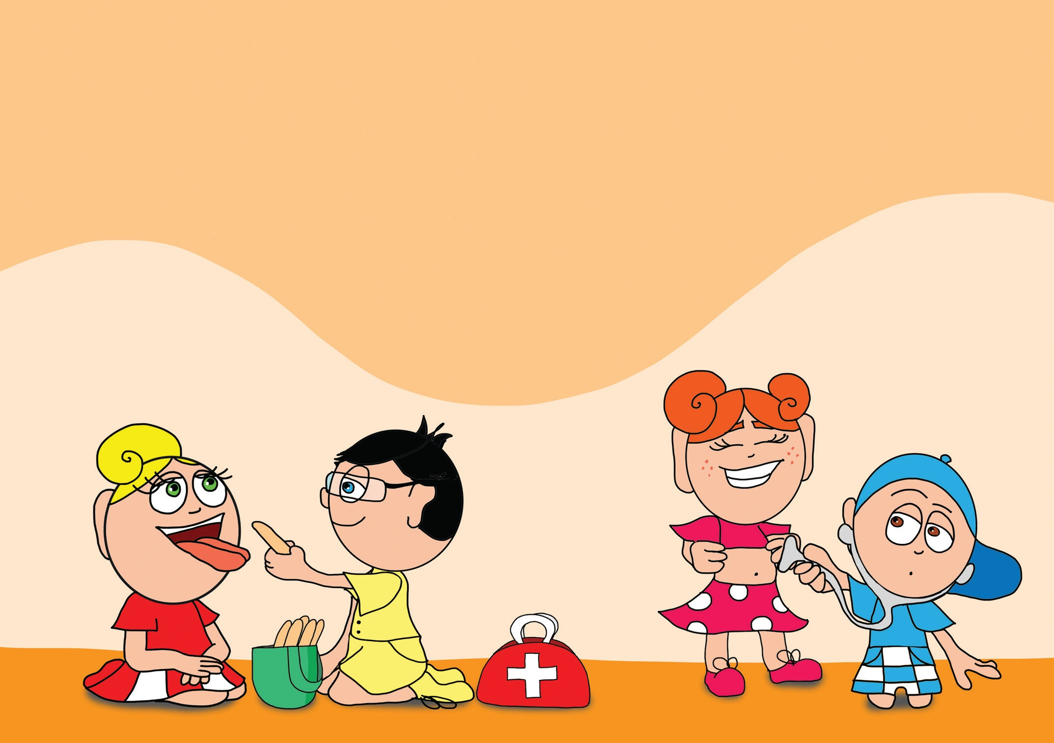 Kata és a doktor bácsi – A csoport orvososat játszik – online puzzle jelenet