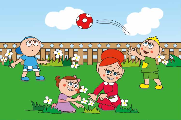 Tamás és a darázs – Márky labdázik és Natali virágot szed – online puzzle jelenet