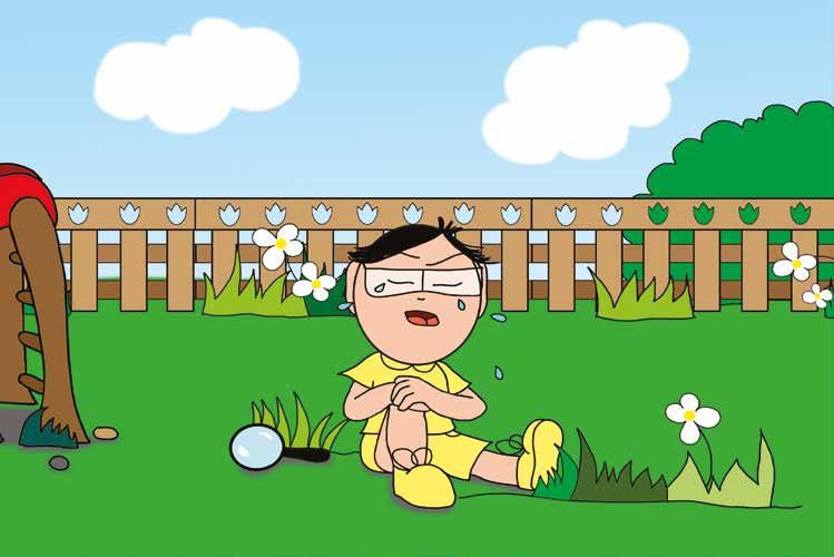 Tamás és a darázs – Tamás felkiált a fájdalomtól – online puzzle jelenet