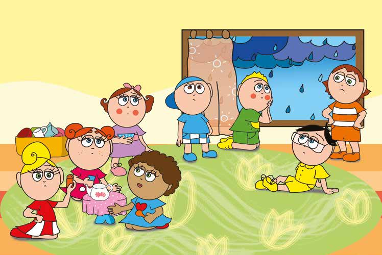 Klára rajzol – Esős reggel a Tulipán Csoportban – online puzzle jelenet