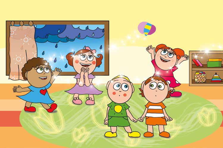 Klára rajzol – Klára örül a repülő lepkének – online puzzle jelenet