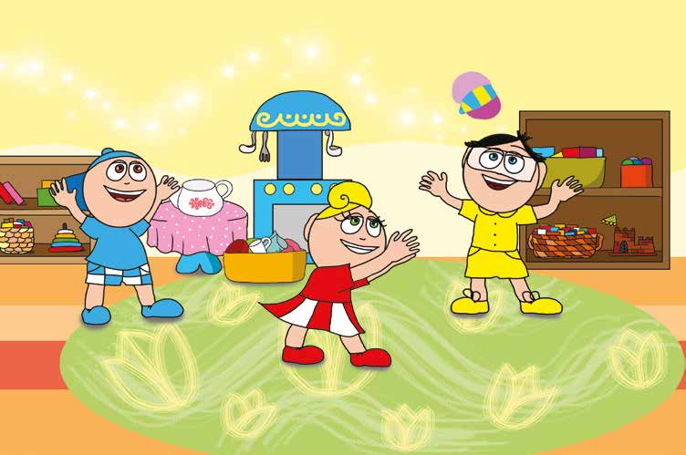 Klára rajzol – A lepke játszik a gyerekekkel – online puzzle jelenet
