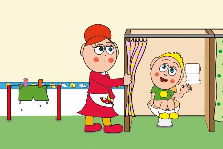 Patrik és a pisi ügy – Patrik segítséget kér a mosdóban – online puzzle jelenet