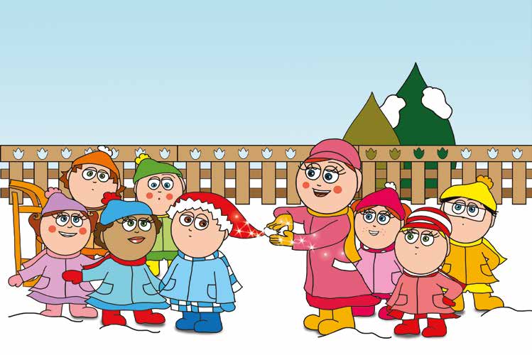 Márky és a Mikulás sapkája – Óvónéni visszailleszti a bojtot – online puzzle jelenet