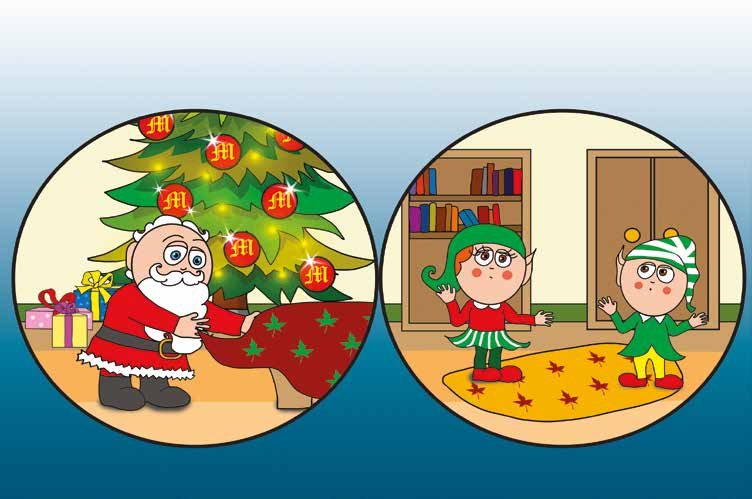 Márky és a Mikulás sapkája – A Mikulás és a manók keresik a sapkát – online puzzle jelenet