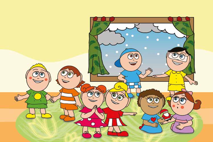 Óvónéni és a karácsonyfa – A gyerekek várják a karácsonyfa díszítését – online puzzle jelenet