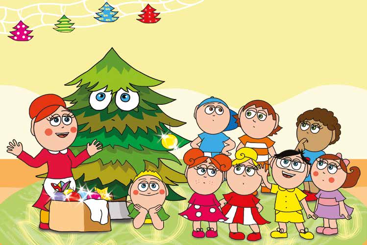 Óvónéni és a karácsonyfa – Óvónéni a többieknek sem engedi a díszítést – online puzzle jelenet