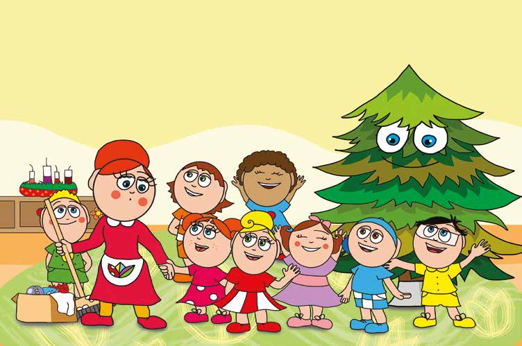 Óvónéni és a karácsonyfa – Klára közös díszkészítést javasol – online puzzle jelenet