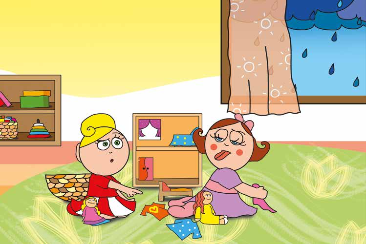 Egy hisztis nap – Kata és Natali a babaruhán vitatkozik – online puzzle jelenet