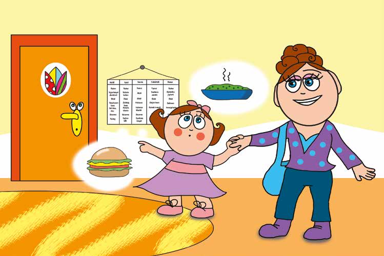 Natali és az óvoda étlapja – Natali megkéri anyukáját az étlap felolvasására – online puzzle jelenet