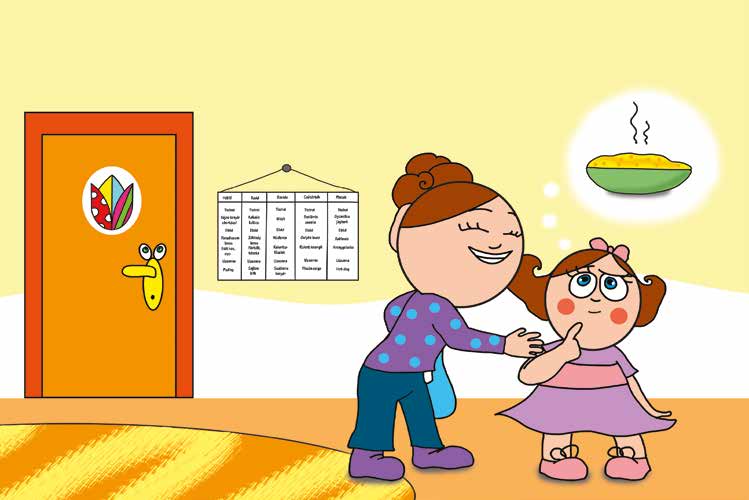 Natali és az óvoda étlapja – Natali a kukoricafőzeléket várja – online puzzle jelenet