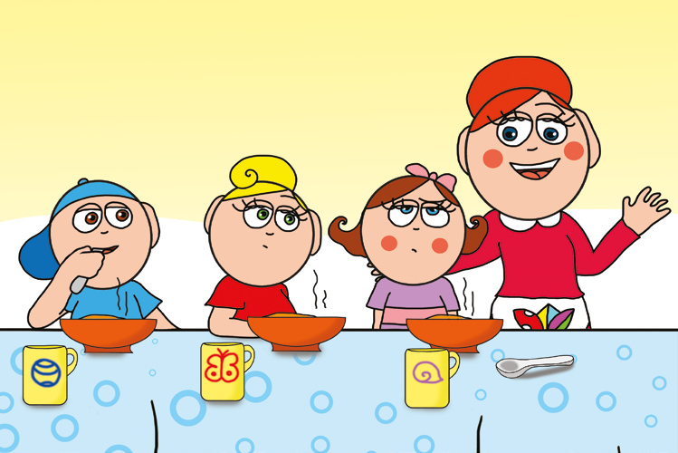 Natali és az óvoda étlapja – Óvónéni elmondja az étlap hibáját – online puzzle jelenet