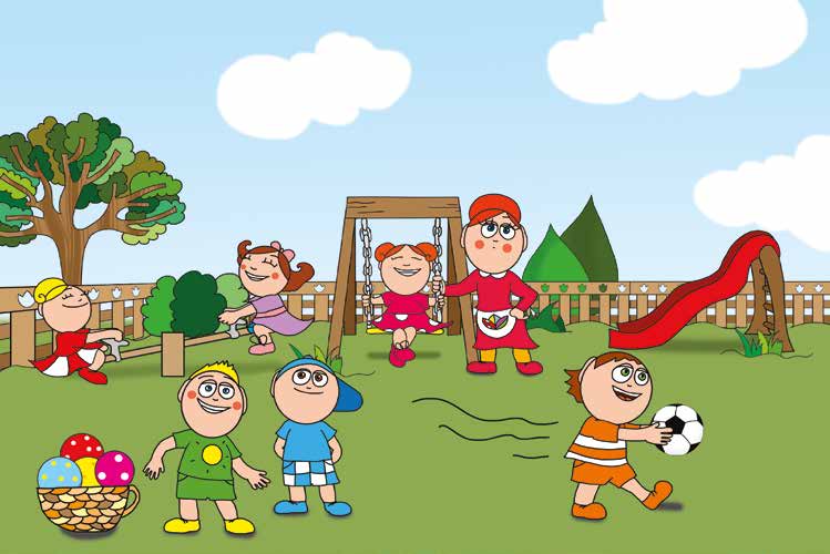 Ádám és a focilabda – A gyerekek kimennek az udvarra – online puzzle jelenet