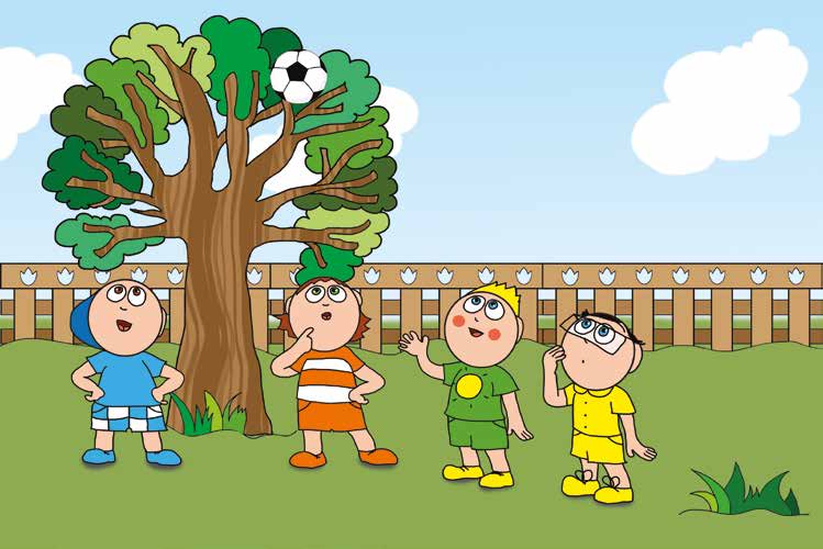 Ádám és a focilabda – A focilabda fennakad a diófán – online puzzle jelenet