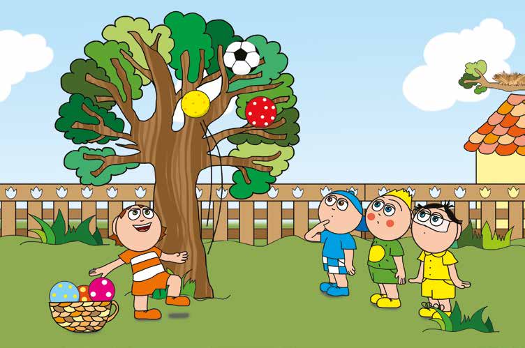 Ádám és a focilabda – Ádám a sárga labdát is elrúgja – online puzzle jelenet