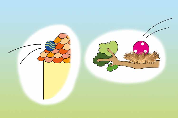 Ádám és a focilabda – A labdák a tetőre és a fészekbe is esnek – online puzzle jelenet