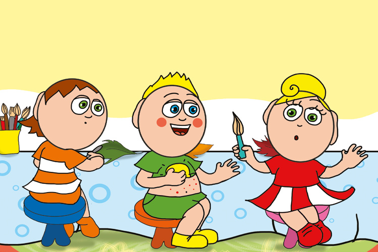 Patrik és a kiütések – Patrik piros pöttyöket mutat Katának – online puzzle jelenet