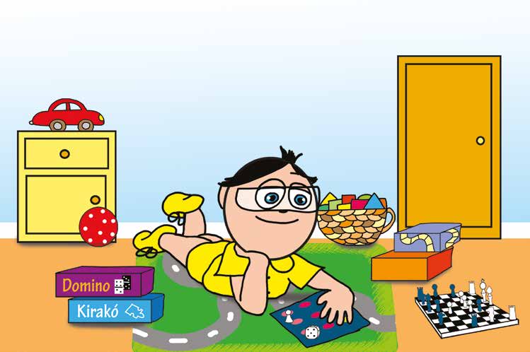 Mikor a gyerekek nem mehetnek az óvodába – Tamás előveszi a társasjátékait – online puzzle jelenet