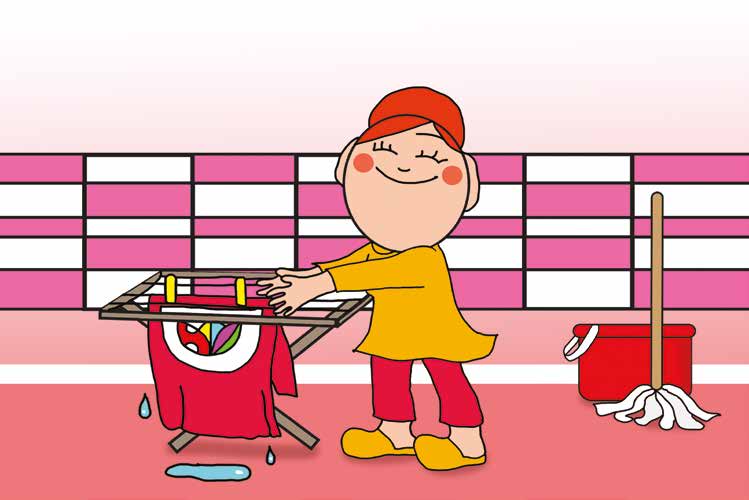 Mikor a gyerekek nem mehetnek az óvodába – Óvónéni alaposan kitakarít – online puzzle jelenet