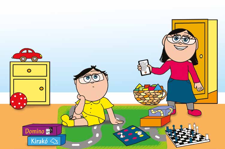 Mikor a gyerekek nem mehetnek az óvodába – Tamás egyedül unja a társasjátékot – online puzzle jelenet