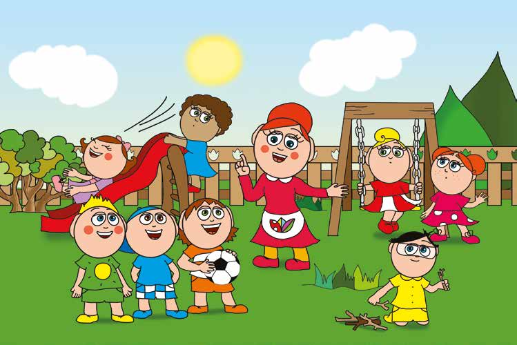 Ádám és a zizegő bokor – Óvónéni ebédhez hívja a gyerekeket – online puzzle jelenet