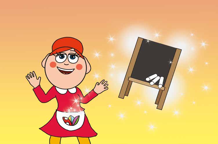 Dolly iskolásat akar játszani – Előkerül a tábla és a kréta – online puzzle jelenet