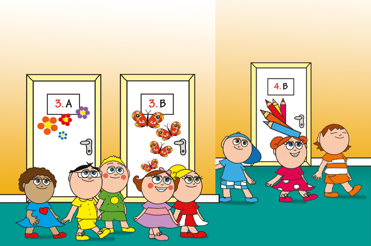 Nyíltnap az iskolában – Az ebédlő felé indulnak – online puzzle jelenet