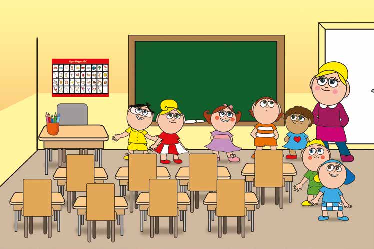 Nyíltnap az iskolában – Belépnek az osztályterembe – online puzzle jelenet