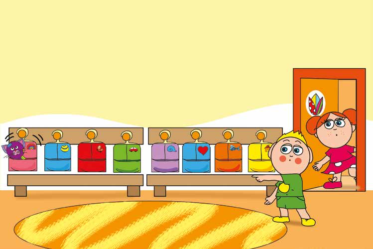 Klára és az elveszett alvóka – Folti előbújik Klára zsákjából – online puzzle jelenet