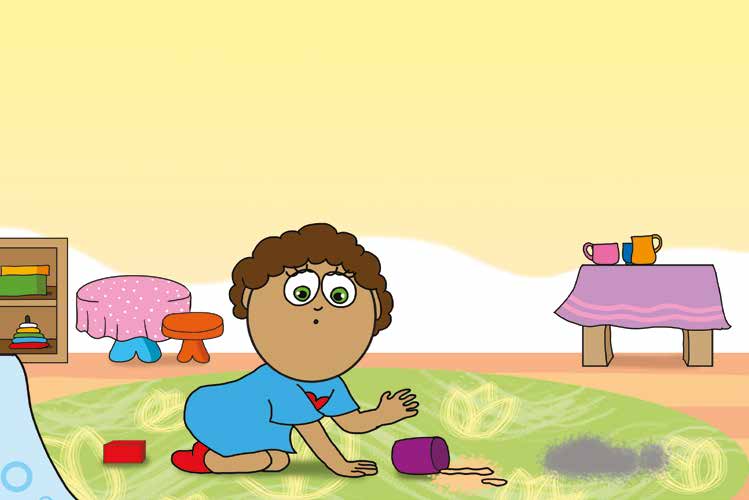 Óvónéni és a szőnyeg – Dolly kiborítja a gyümölcsteát – online puzzle jelenet