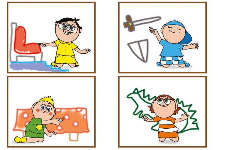 Óvónéni és a szőnyeg – A fiúk berendezik a kastélyt – online puzzle jelenet