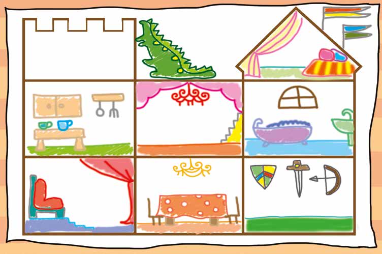 Óvónéni és a szőnyeg – Elkészül a közös rajzolt kastély – online puzzle jelenet