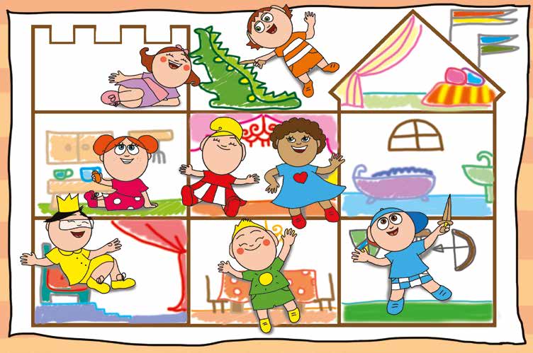 Óvónéni és a szőnyeg – A gyerekek játszanak a kastélyban – online puzzle jelenet
