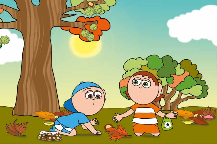 Márky és a gesztenyeszedés – Márky és Ádám egyszerre talál rá – online puzzle jelenet