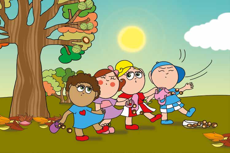 Márky és a gesztenyeszedés – A gyerekek egymásnak esnek – online puzzle jelenet