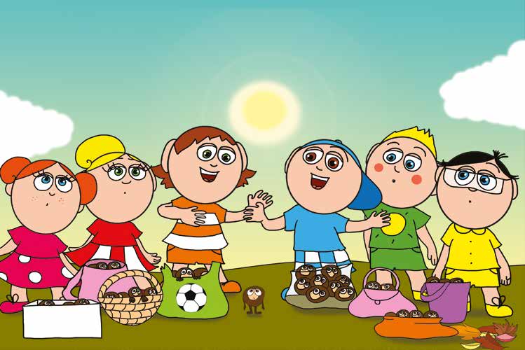 Márky és a gesztenyeszedés – A fiúk hívogatják a gesztenyét – online puzzle jelenet
