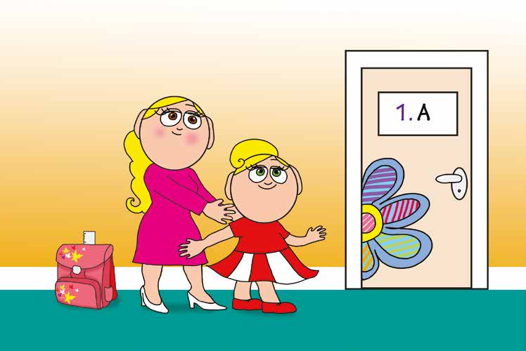 Kata első napja az iskolában – Kata az osztályterem előtt – online puzzle jelenet