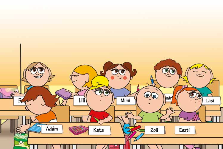 Kata első napja az iskolában – Ceruzákat keres az osztály – online puzzle jelenet