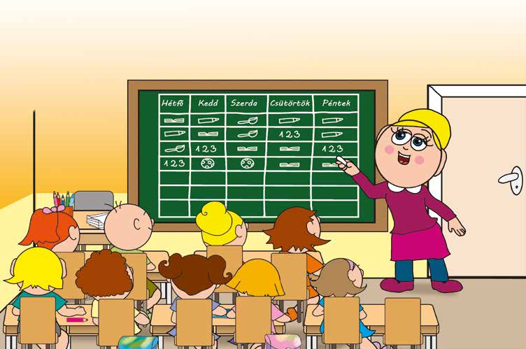 Kata első napja az iskolában – A tábla segít a feladatban – online puzzle jelenet