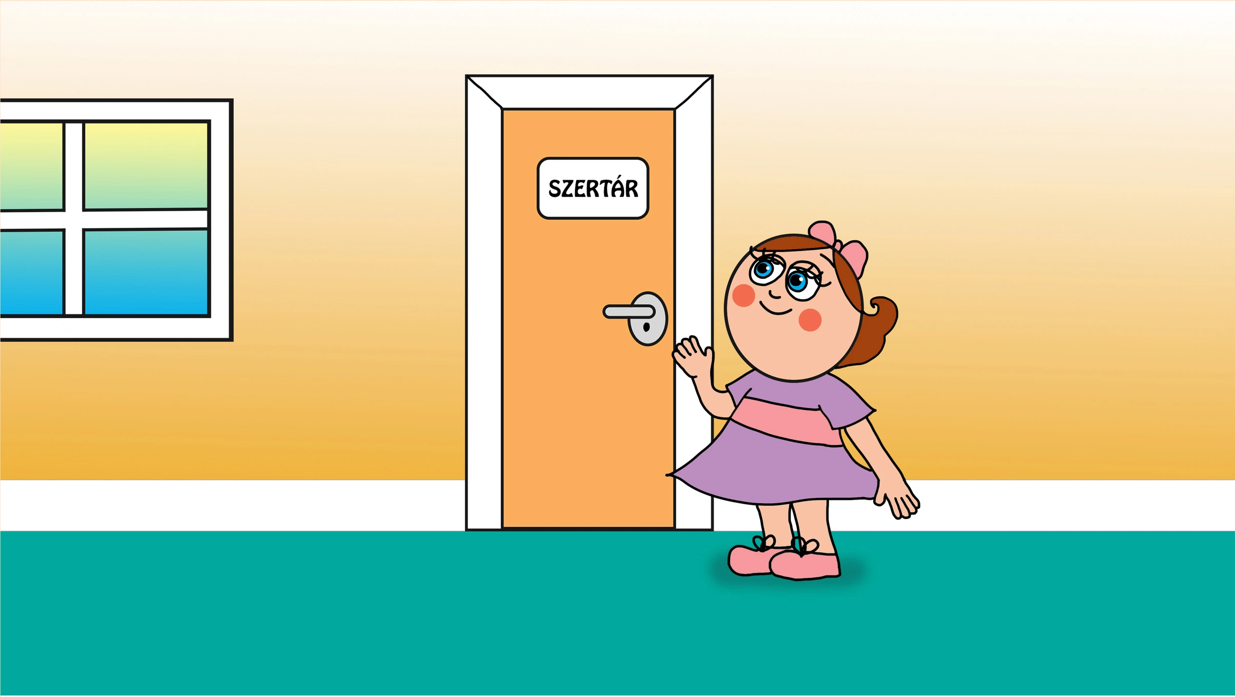 Natali a szertár felé indul – Natali és az iskola szelleme