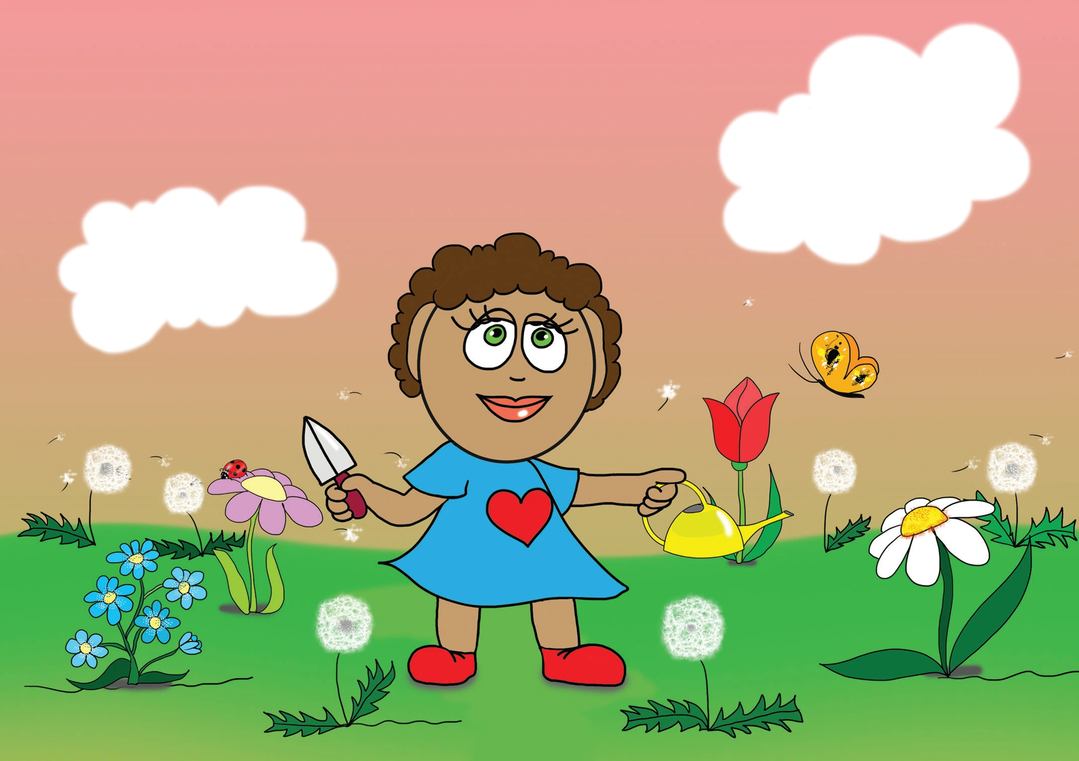 Dolly és a virágok – Dolly kertész szeretne lenni – online puzzle jelenet
