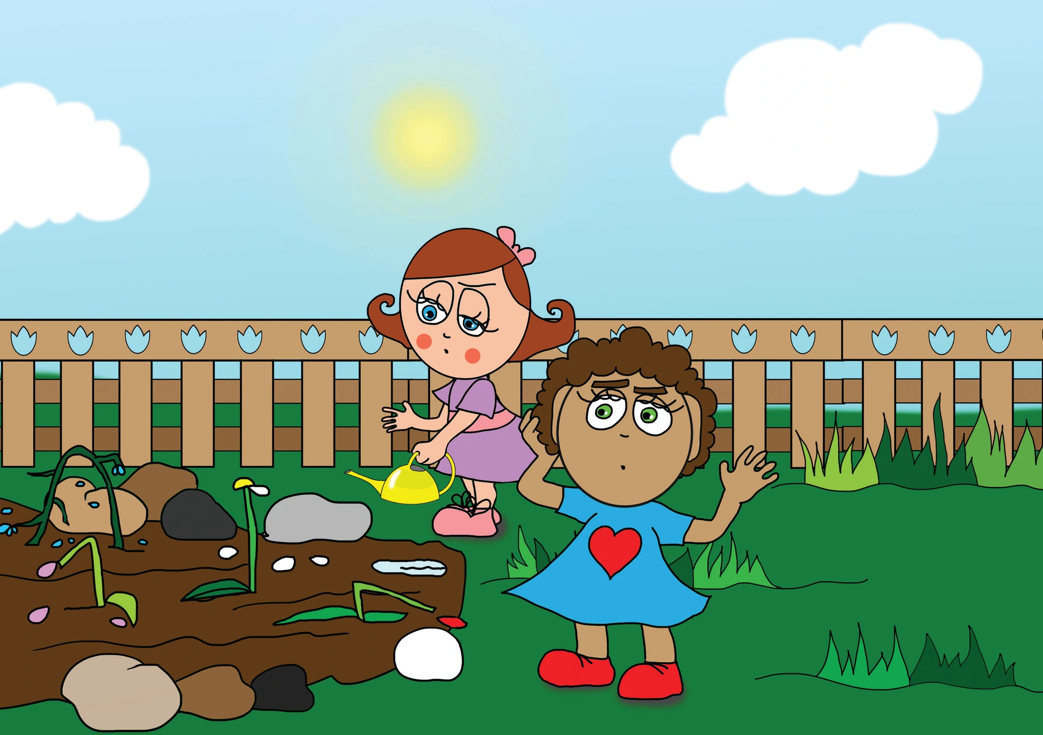 Dolly és a virágok – Letörtek a virágok – online puzzle jelenet