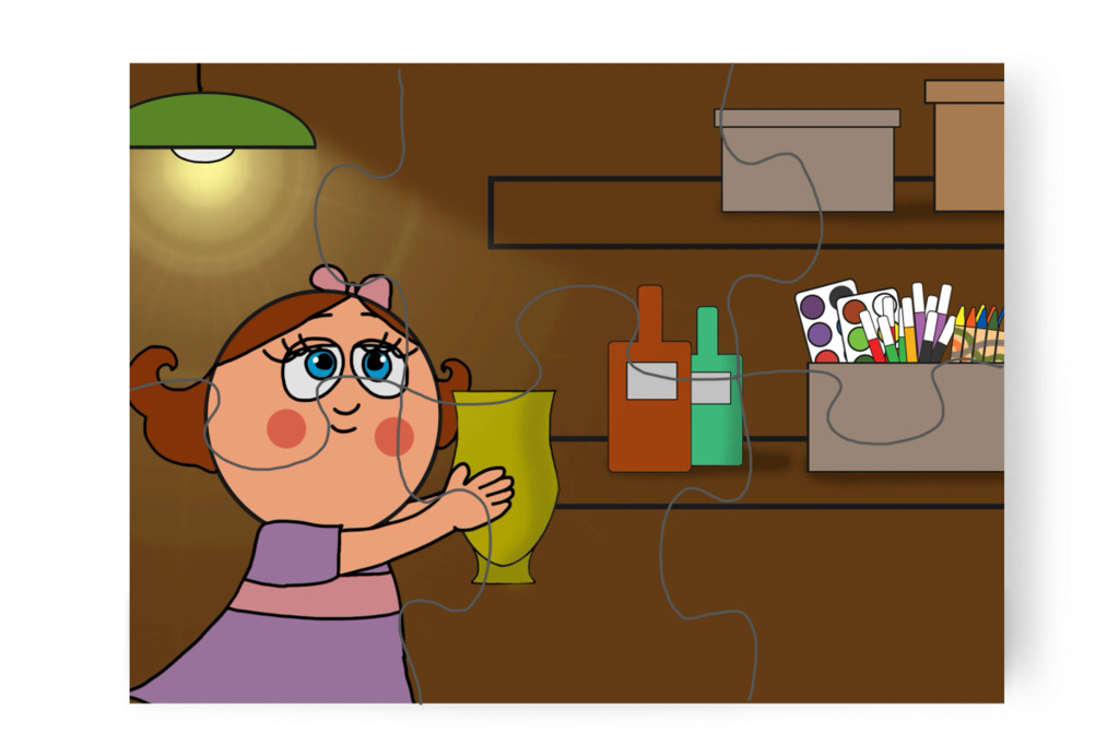 Natali leveszi a zöld vázát – Natali és az iskola szelleme puzzle, 6 darab [TC42-12-P06]