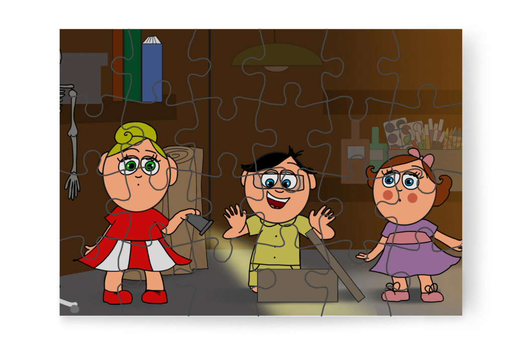 Tamás kinyitja a dobozt – Natali és az iskola szelleme puzzle, 24 darab [TC42-46-P24]