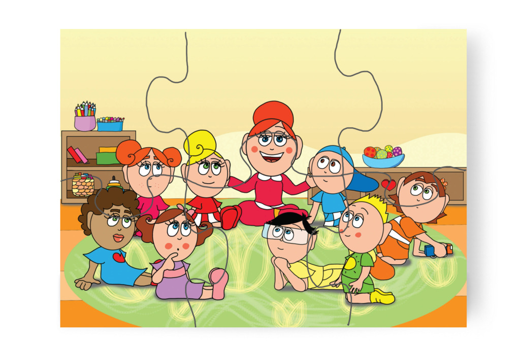 Óvónéni bejelenti a védő néni látogatását – 6 darabos karton puzzle | Natali és a védő néni