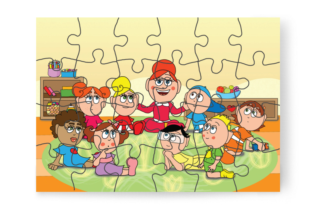 Óvónéni bejelenti a védő néni látogatását – 24 darabos karton puzzle | Natali és a védő néni