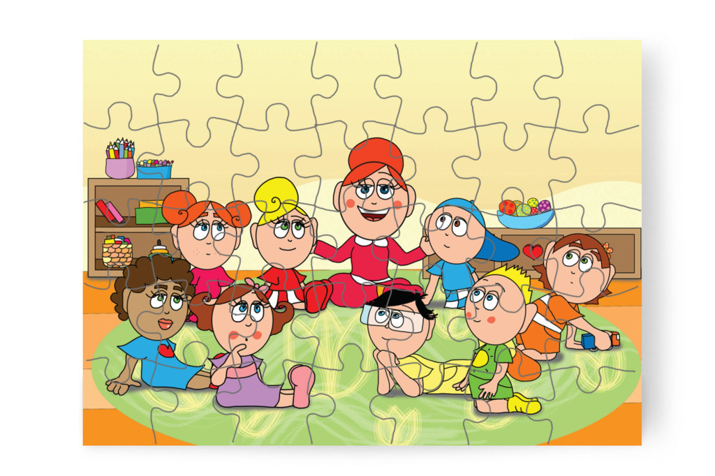 Óvónéni bejelenti a védő néni látogatását – 35 darabos karton puzzle | Natali és a védő néni